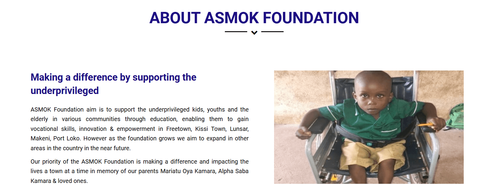 ASMOK Foundation - Anaya Kamara